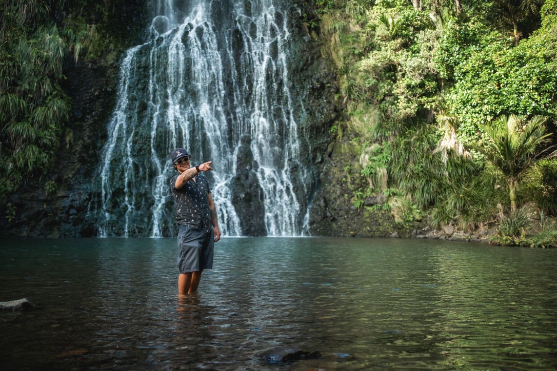 The waterfall location used for the drone filming session